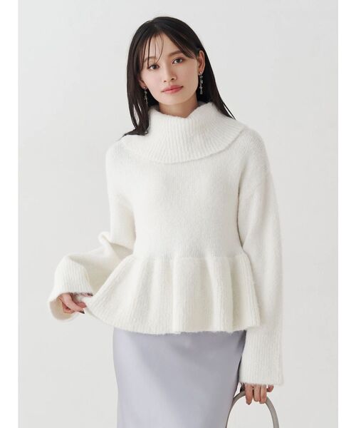 MERCURYDUO（マーキュリーデュオ）の「【WEB限定カラーあり】オフタートルペプラムニット（ニット/セーター・レディース・グレー/オフホワイト/イエロー/ベビーピンク・FREE）」の21枚目の写真