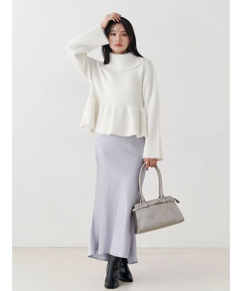 MERCURYDUO（マーキュリーデュオ）の「【WEB限定カラーあり】オフタートルペプラムニット（ニット/セーター・レディース・グレー/オフホワイト/イエロー/ベビーピンク・FREE）」の22枚目の写真