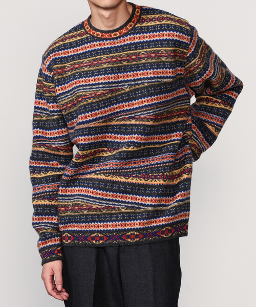 Coohem(コーヘン)の「COOHEM | クレイジーフェアアイル ニットプルオーバー MEN(ニット/セーター・メンズ・グレー/ダークグリーン・L/XL)」の7枚目の写真