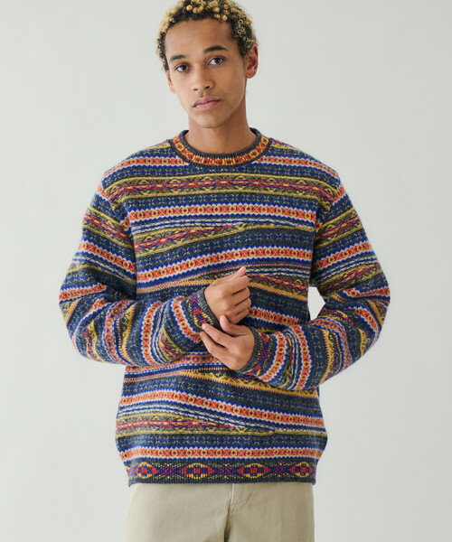Coohem(コーヘン)の「COOHEM | クレイジーフェアアイル ニットプルオーバー MEN(ニット/セーター・メンズ・グレー/ダークグリーン・L/XL)」の1枚目の写真