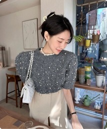 ふんわりパールニットトップス