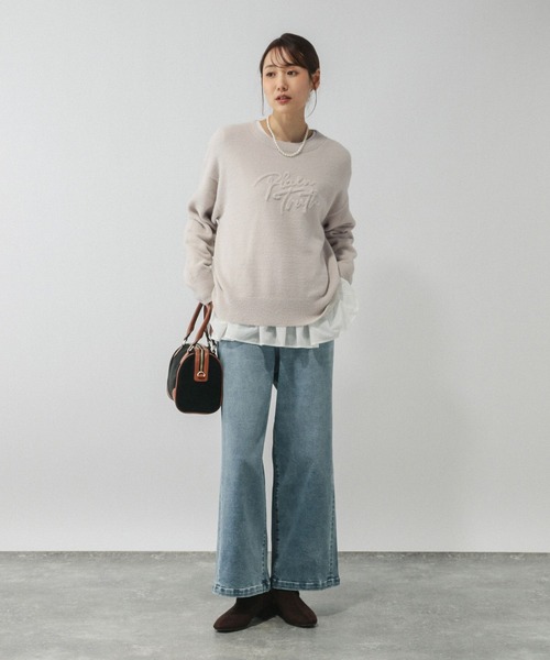 GLOBAL WORK(グローバルワーク)の「フワフワHugmeロゴプルオーバー/581166(ニット/セーター・レディース・ライトブルー/グレー系その他/キャメル・MEDIUM/LARGE)」の5枚目の写真