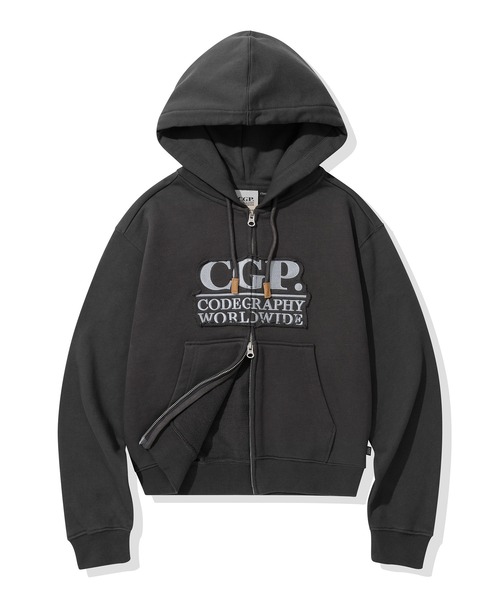 codegraphy(コードグラフィー)の「(Women) Square Point Hooded Zip-up CBEWWTC030(パーカー・レディース・アッシュグレー/スミクロ・SMALL/MEDIUM)」の3枚目の写真
