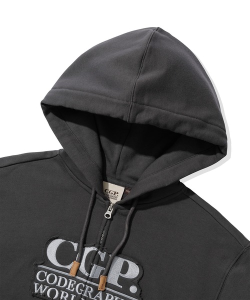 codegraphy(コードグラフィー)の「(Women) Square Point Hooded Zip-up CBEWWTC030(パーカー・レディース・アッシュグレー/スミクロ・SMALL/MEDIUM)」の5枚目の写真