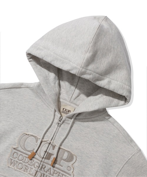 codegraphy(コードグラフィー)の「(Women) Square Point Hooded Zip-up CBEWWTC030(パーカー・レディース・アッシュグレー/スミクロ・SMALL/MEDIUM)」の8枚目の写真