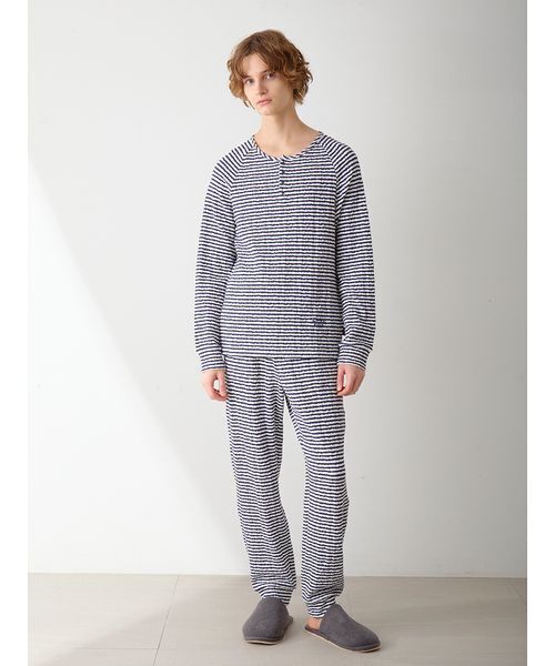 セール】【HOLIDAY】【HOMME】ボーダーふくれジャガードロングパンツ