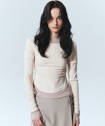NICK&NICOLE（ニックアンドニコール）の「NICOLE SHRRING LAYERED SLEEVE TOP_BEIGE（Tシャツ/カットソー）」