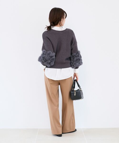 le.coeur blanc（ルクールブラン）の「ストレッチ裏起毛イージーパンツ（その他パンツ・レディース・キャメル/ブラック/グレイッシュベージュ/ブラウン・36/38）」の12枚目の写真