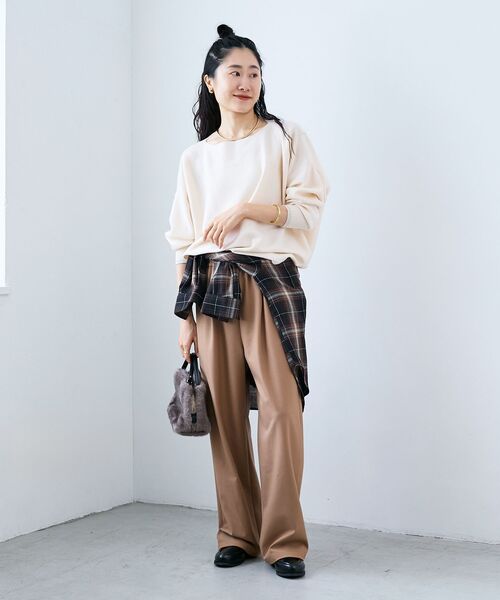 le.coeur blanc（ルクールブラン）の「ストレッチ裏起毛イージーパンツ（その他パンツ・レディース・キャメル/ブラック/グレイッシュベージュ/ブラウン・36/38）」の14枚目の写真