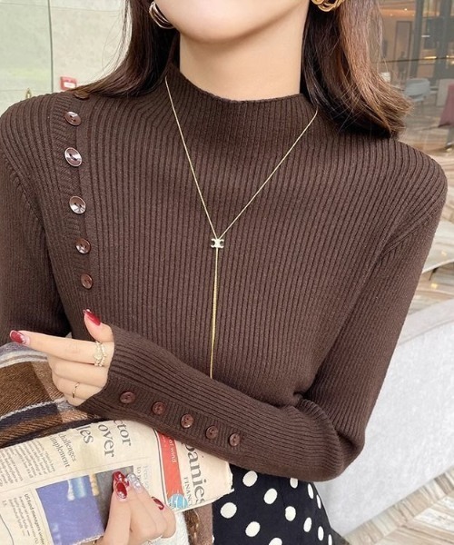 Beststore(ベストストア)の「リブニットセーター カットソー長袖 春秋冬(ニット/セーター・レディース・ホワイト/ブラック/ブラウン/ベージュ/ライトベージュ・FREE)」の12枚目の写真