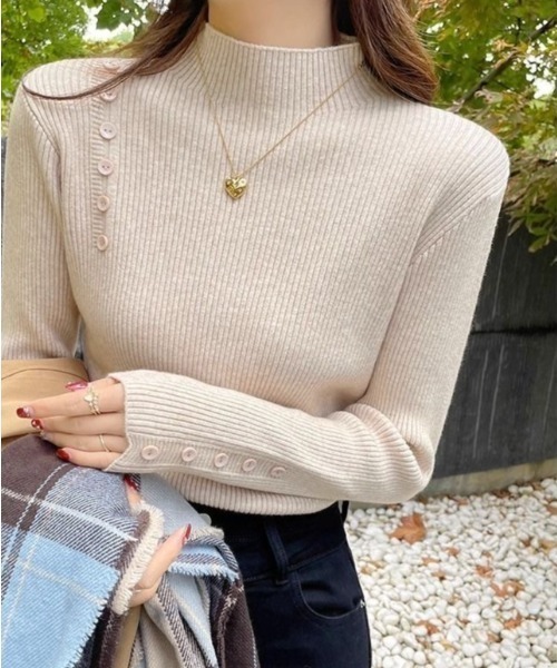 Beststore(ベストストア)の「リブニットセーター カットソー長袖 春秋冬(ニット/セーター・レディース・ホワイト/ブラック/ブラウン/ベージュ/ライトベージュ・FREE)」の6枚目の写真