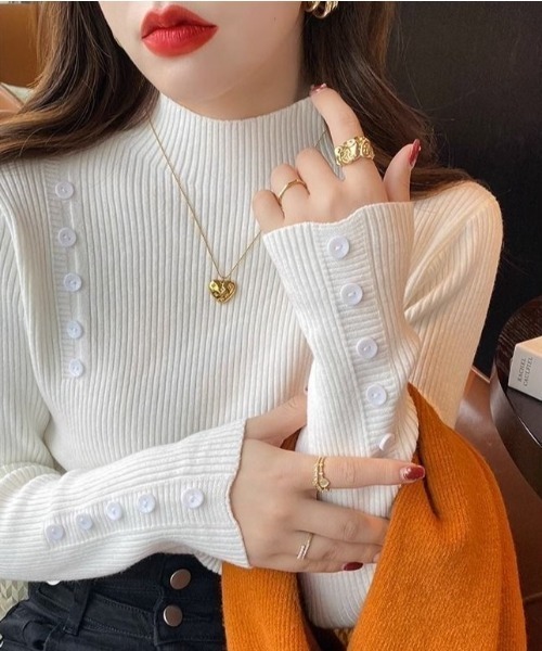 Beststore(ベストストア)の「リブニットセーター カットソー長袖 春秋冬(ニット/セーター・レディース・ホワイト/ブラック/ブラウン/ベージュ/ライトベージュ・FREE)」の9枚目の写真