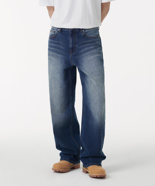 MUSINSA STANDARD（ムシンサスタンダード）の「ビッグブラシワイドデニムパンツ[ミディアムインディゴ]（デニムパンツ・メンズ・その他・26/27/28/29/30/31/32/33/34/36/38/40/42）」の2枚目の写真