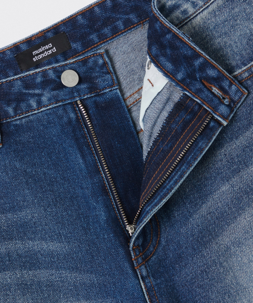MUSINSA STANDARD（ムシンサスタンダード）の「ビッグブラシワイドデニムパンツ[ミディアムインディゴ]（デニムパンツ・メンズ・その他・26/27/28/29/30/31/32/33/34/36/38/40/42）」の4枚目の写真
