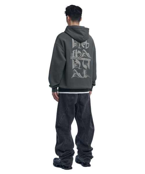 NOMANUAL（NOMANUAL）の「BLACK LETTER HOODIE - CHARCOAL（パーカー・レディース・その他・X-LARGE/SMALL/MEDIUM/LARGE）」の5枚目の写真