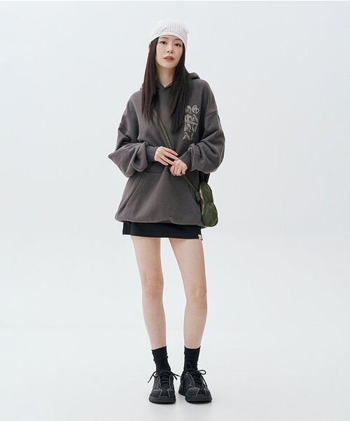 NOMANUAL（NOMANUAL）の「BLACK LETTER HOODIE - CHARCOAL（パーカー・レディース・その他・X-LARGE/SMALL/MEDIUM/LARGE）」の8枚目の写真