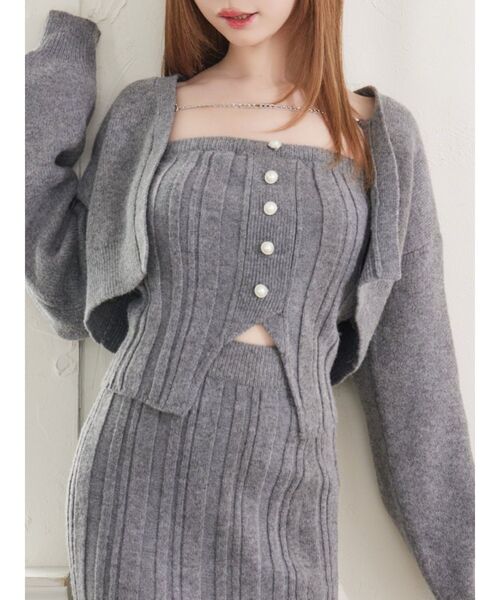 EATME（イートミー）の「【SETUP】フロントボタンニットベアTOP（ニット/セーター・レディース・イエロー/ブルー/グレー・FREE）」の2枚目の写真