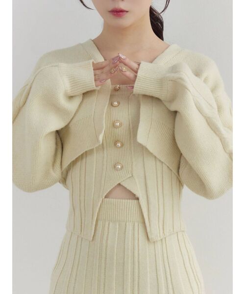 EATME（イートミー）の「【SETUP】フロントボタンニットベアTOP（ニット/セーター・レディース・イエロー/ブルー/グレー・FREE）」の3枚目の写真