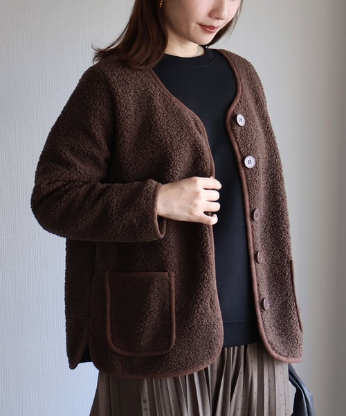 セール】パイピングボアジャケット（ノーカラージャケット）｜sin.ca