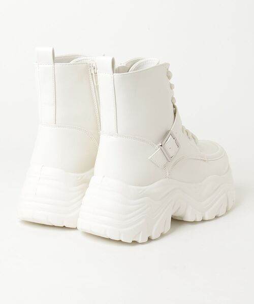 LOVEHUNTER（ラブハンター）の「+6cm 軽量厚底 スニーカーソール レースアップブーツ ストレッチブーツ（ブーツ・レディース・ホワイト系1/ブラック系1/ブラック系2/ホワイト系2・L/M/S/SS/3L/LL）」の5枚目の写真