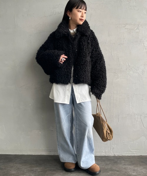 JEANS FACTORY Clothes（ジーンズファクトリークローズ）の「[Jeans Factory Clothes/ジーンズファクトリークローズ] プードルファー ショートボアブルゾン（ブルゾン・レディース・アイボリー/ブラック/ダークブラウン・F）」の15枚目の写真
