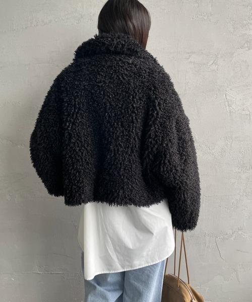 JEANS FACTORY Clothes（ジーンズファクトリークローズ）の「[Jeans Factory Clothes/ジーンズファクトリークローズ] プードルファー ショートボアブルゾン（ブルゾン・レディース・アイボリー/ブラック/ダークブラウン・F）」の5枚目の写真