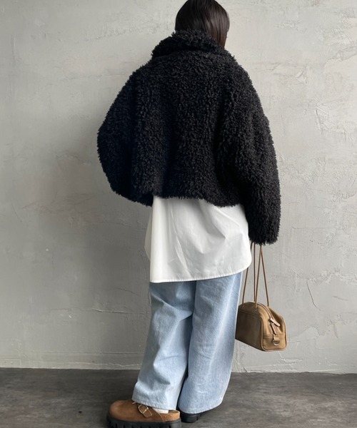 JEANS FACTORY Clothes（ジーンズファクトリークローズ）の「[Jeans Factory Clothes/ジーンズファクトリークローズ] プードルファー ショートボアブルゾン（ブルゾン・レディース・アイボリー/ブラック/ダークブラウン・F）」の8枚目の写真