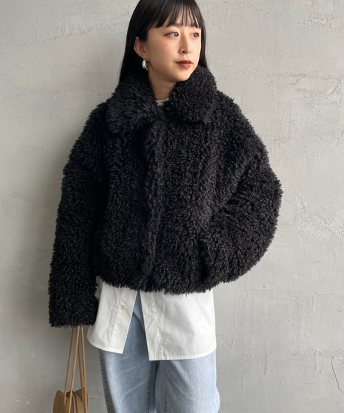 JEANS FACTORY Clothes（ジーンズファクトリークローズ）の「[Jeans Factory Clothes/ジーンズファクトリークローズ] プードルファー ショートボアブルゾン（ブルゾン・レディース・アイボリー/ブラック/ダークブラウン・F）」の9枚目の写真