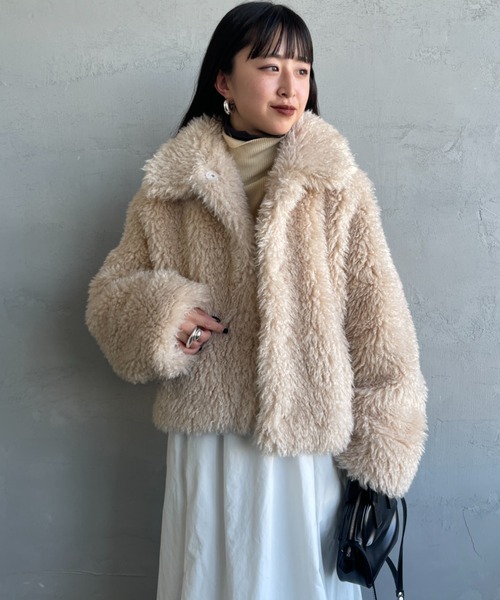 JEANS FACTORY Clothes（ジーンズファクトリークローズ）の「[Jeans Factory Clothes/ジーンズファクトリークローズ] プードルファー ショートボアブルゾン（ブルゾン・レディース・アイボリー/ブラック/ダークブラウン・F）」の17枚目の写真