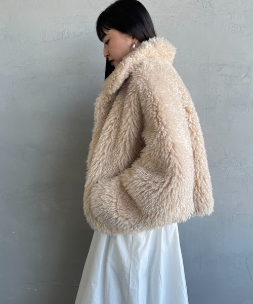 JEANS FACTORY Clothes（ジーンズファクトリークローズ）の「[Jeans Factory Clothes/ジーンズファクトリークローズ] プードルファー ショートボアブルゾン（ブルゾン・レディース・アイボリー/ブラック/ダークブラウン・F）」の18枚目の写真