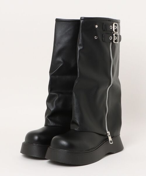 Port(ポート)の「【 Port / ポート 】 ダブルバックル 厚底 ロング カバーブーツ #(ブーツ・レディース・ブラウン/ブラック・M/L)」の6枚目の写真