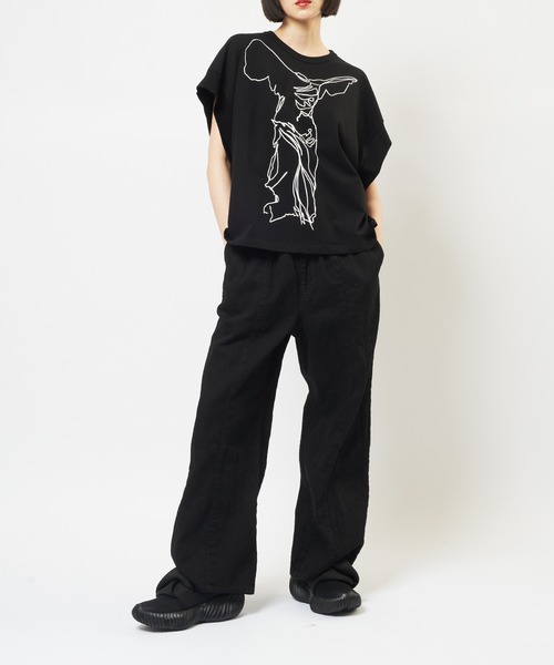 gomme(ゴム)の「20/-天竺 ニケプリントT(Tシャツ/カットソー・レディース・チャコールグレー/ブラック/ホワイト/オレンジ・MEDIUM)」の5枚目の写真