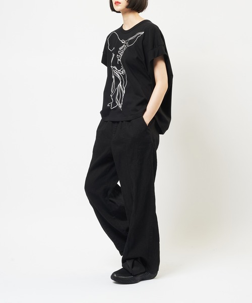 gomme(ゴム)の「20/-天竺 ニケプリントT(Tシャツ/カットソー・レディース・チャコールグレー/ブラック/ホワイト/オレンジ・MEDIUM)」の7枚目の写真