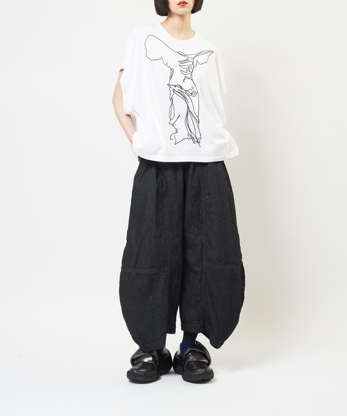gomme(ゴム)の「20/-天竺 ニケプリントT(Tシャツ/カットソー・レディース・チャコールグレー/ブラック/ホワイト/オレンジ・MEDIUM)」の8枚目の写真