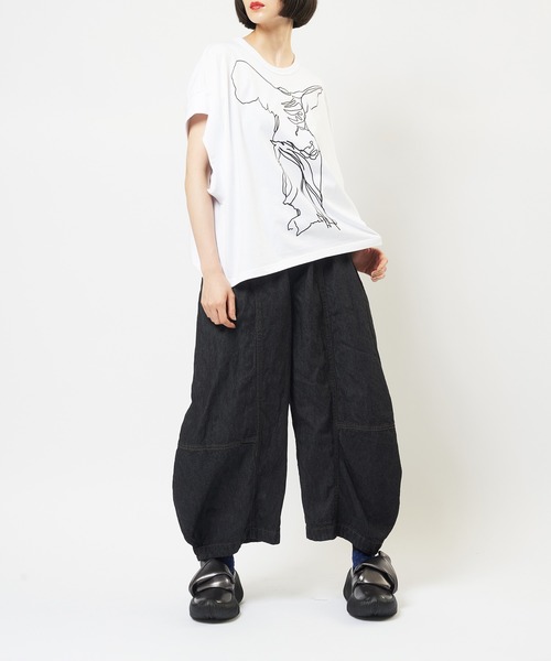 gomme(ゴム)の「20/-天竺 ニケプリントT(Tシャツ/カットソー・レディース・チャコールグレー/ブラック/ホワイト/オレンジ・MEDIUM)」の9枚目の写真