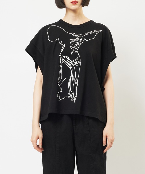 gomme(ゴム)の「20/-天竺 ニケプリントT(Tシャツ/カットソー・レディース・チャコールグレー/ブラック/ホワイト/オレンジ・MEDIUM)」の11枚目の写真