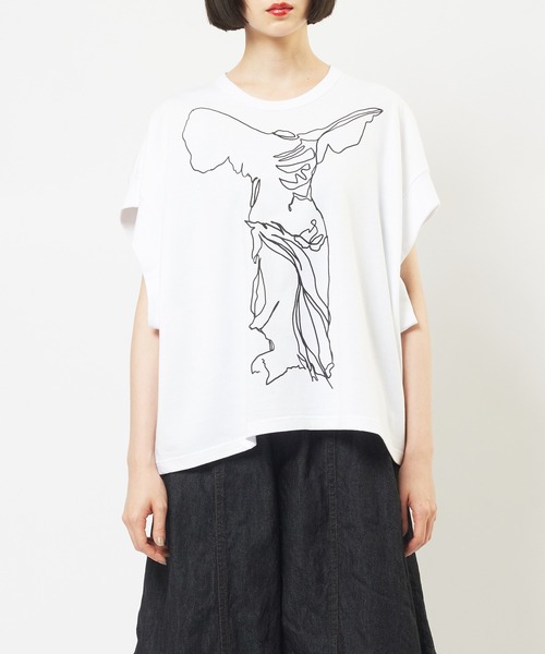gomme(ゴム)の「20/-天竺 ニケプリントT(Tシャツ/カットソー・レディース・チャコールグレー/ブラック/ホワイト/オレンジ・MEDIUM)」の14枚目の写真