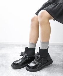 SOROTTO（ソロット）の「リボン付きショート丈のソックスブーツ（ブーツ・キッズ）」