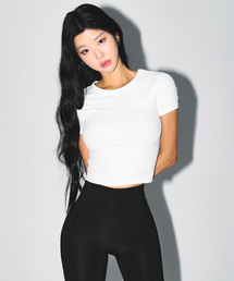 W FITNESS RIBBED T-SHIRTS [WHITE]