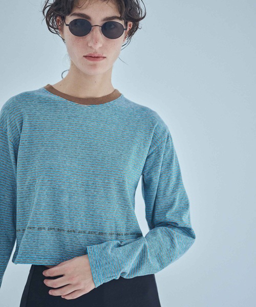 SEA(シー)の「スケーターストライプ L/S TEE(Tシャツ/カットソー・レディース・ベージュ/ブルー・2/0)」の2枚目の写真