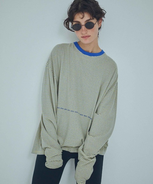 SEA(シー)の「スケーターストライプ L/S TEE(Tシャツ/カットソー・レディース・ベージュ/ブルー・2/0)」の4枚目の写真