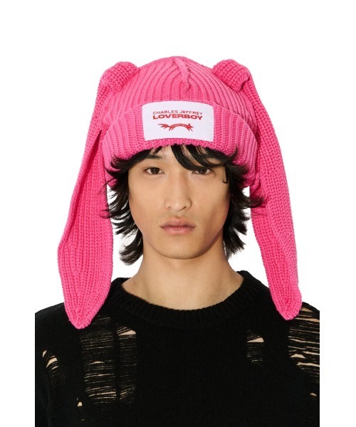 Charles Jeffrey Loverboy（チャールズジェフリーラバーボーイ）の「CHUNKY RABBIT BEANIE（ニットキャップ/ビーニー・レディース・パープル系/ピンク/ブルー・OS）」の9枚目の写真