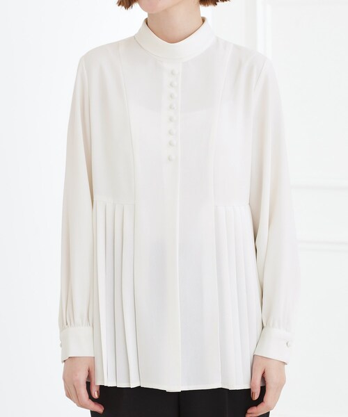 grove（グローブ）の「【マシンウォッシュ/防シワ/UVカット】裾プリーツ取り外しボウタイブラウス（シャツ/ブラウス・レディース・ネイビー/ブラック/オフホワイト・02/03/05/04/01）」の15枚目の写真