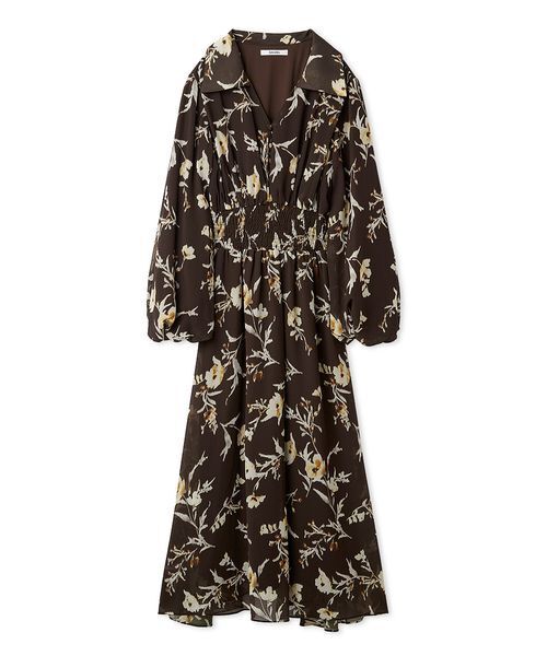 SNIDEL（スナイデル）の「ウエストシャーリングプリントワンピース（ワンピース・レディース・イエロー/アイボリー/ブラウン・1/0）」の3枚目の写真