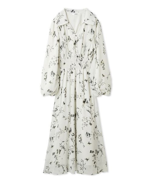 SNIDEL（スナイデル）の「ウエストシャーリングプリントワンピース（ワンピース・レディース・イエロー/アイボリー/ブラウン・1/0）」の2枚目の写真