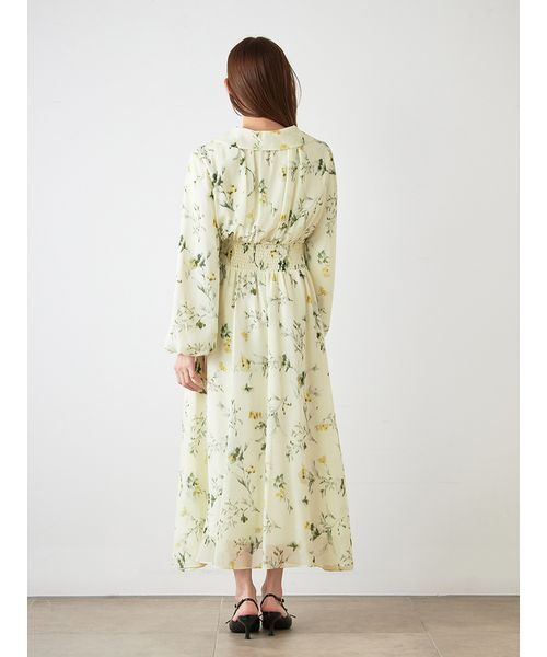 SNIDEL（スナイデル）の「ウエストシャーリングプリントワンピース（ワンピース・レディース・イエロー/アイボリー/ブラウン・1/0）」の6枚目の写真