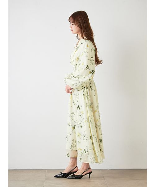 SNIDEL（スナイデル）の「ウエストシャーリングプリントワンピース（ワンピース・レディース・イエロー/アイボリー/ブラウン・1/0）」の7枚目の写真