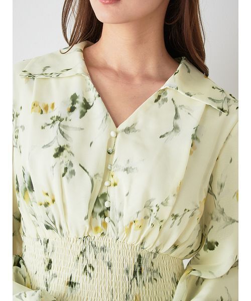 SNIDEL（スナイデル）の「ウエストシャーリングプリントワンピース（ワンピース・レディース・イエロー/アイボリー/ブラウン・1/0）」の8枚目の写真