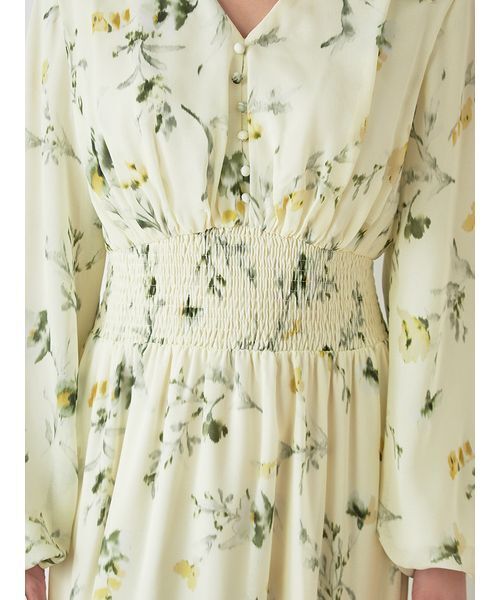 SNIDEL（スナイデル）の「ウエストシャーリングプリントワンピース（ワンピース・レディース・イエロー/アイボリー/ブラウン・1/0）」の12枚目の写真