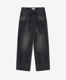 ECORR（エコル）の「ヴィンテージペインティングワンタックデニムパンツ_ブラック（デニムパンツ）」